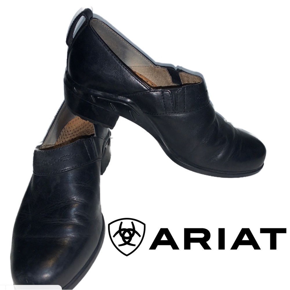 ARIAT Paddock Leather Steel Toe Slip On Clog Shoes/Boots Black sz 7.5